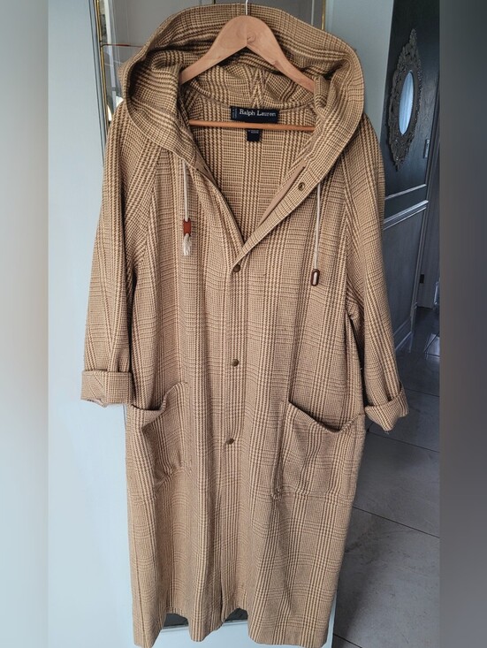 Ralph Lauren Jackets & Blazers - Vintage Ralph Lauren Plaid Wool Duster Coat Hooded Waffle Trench Jacket